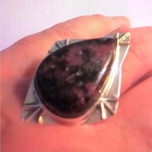 Rhodochrosite Stamped 925 Sterling Silver Ring